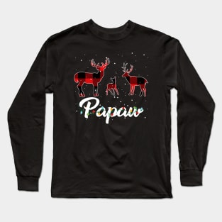 Papaw Reindeer Plaid Pajama Shirt Family Christmas Long Sleeve T-Shirt